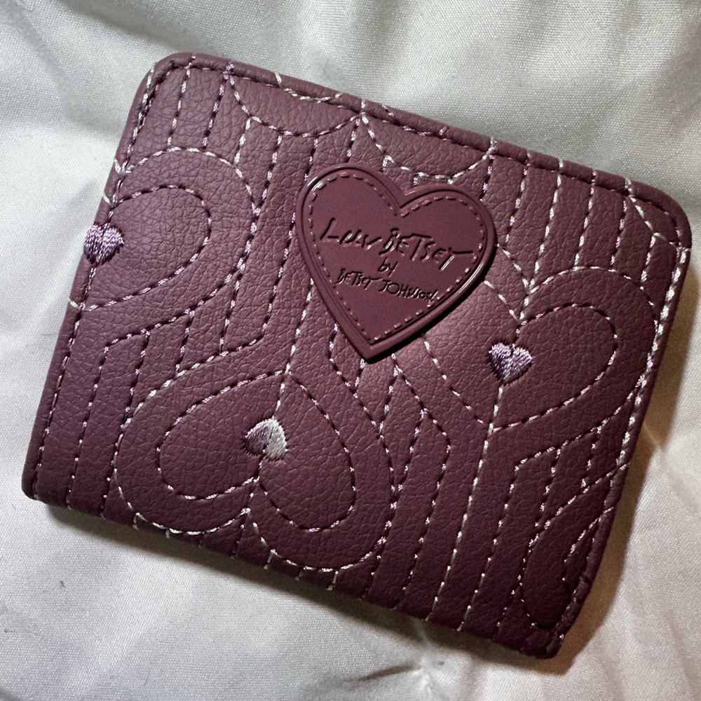 Betsey Johnson Plum Quilted Heart Wallet